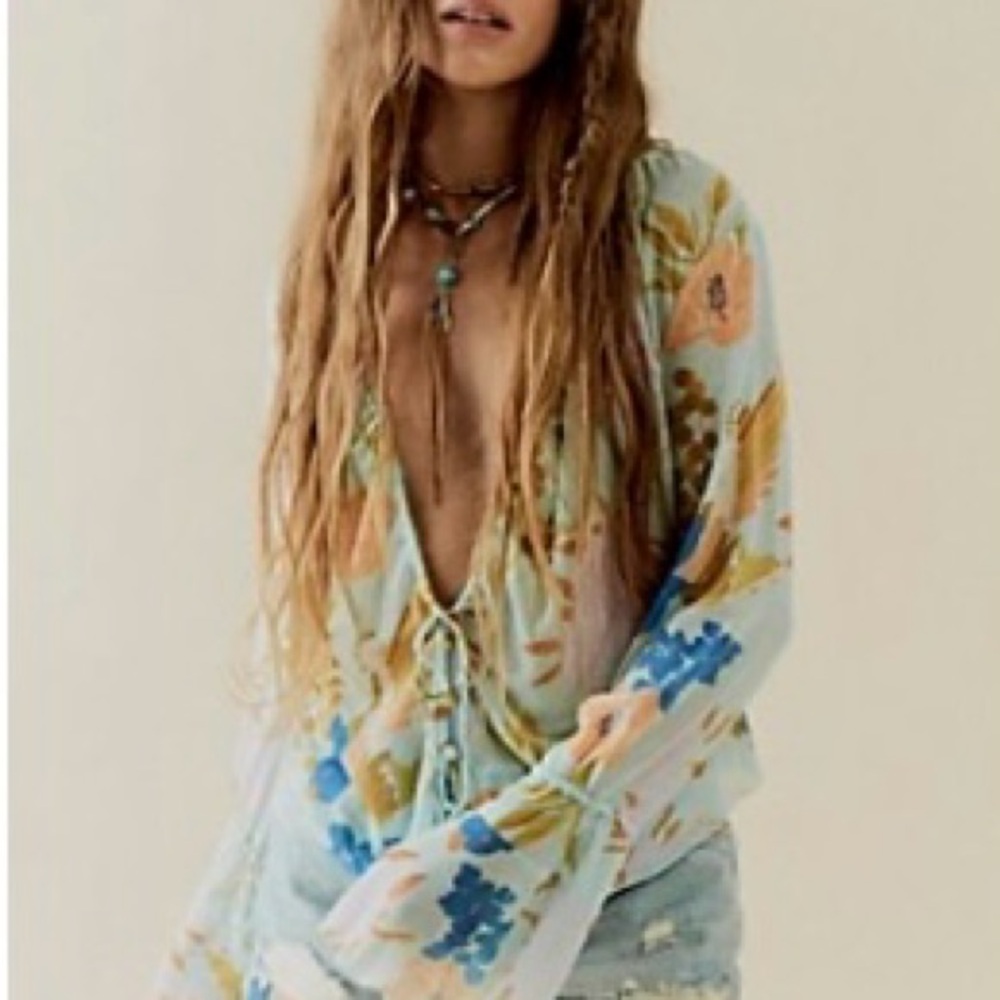New-Free People-NWT-Of Paradise Top in Mint Combo, SZ M (runs slightly small)